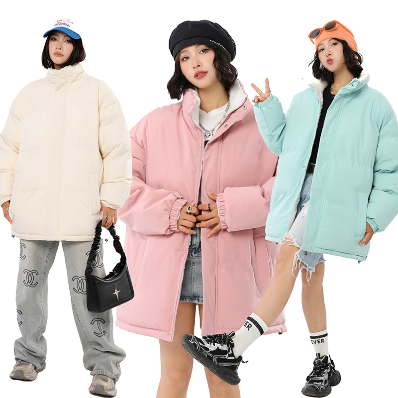 LA韩版立领棉服女新款羊羔