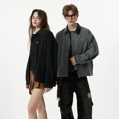 LA美式复古潮流休闲翻领夹