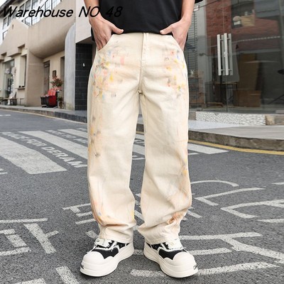 NO48巴黎风高街潮牌涂鸦牛仔裤