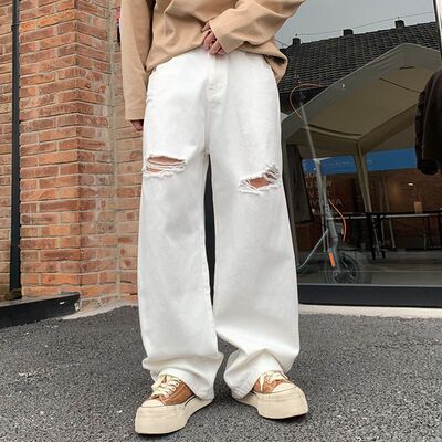 NO48巴黎风美式高街破洞牛仔裤