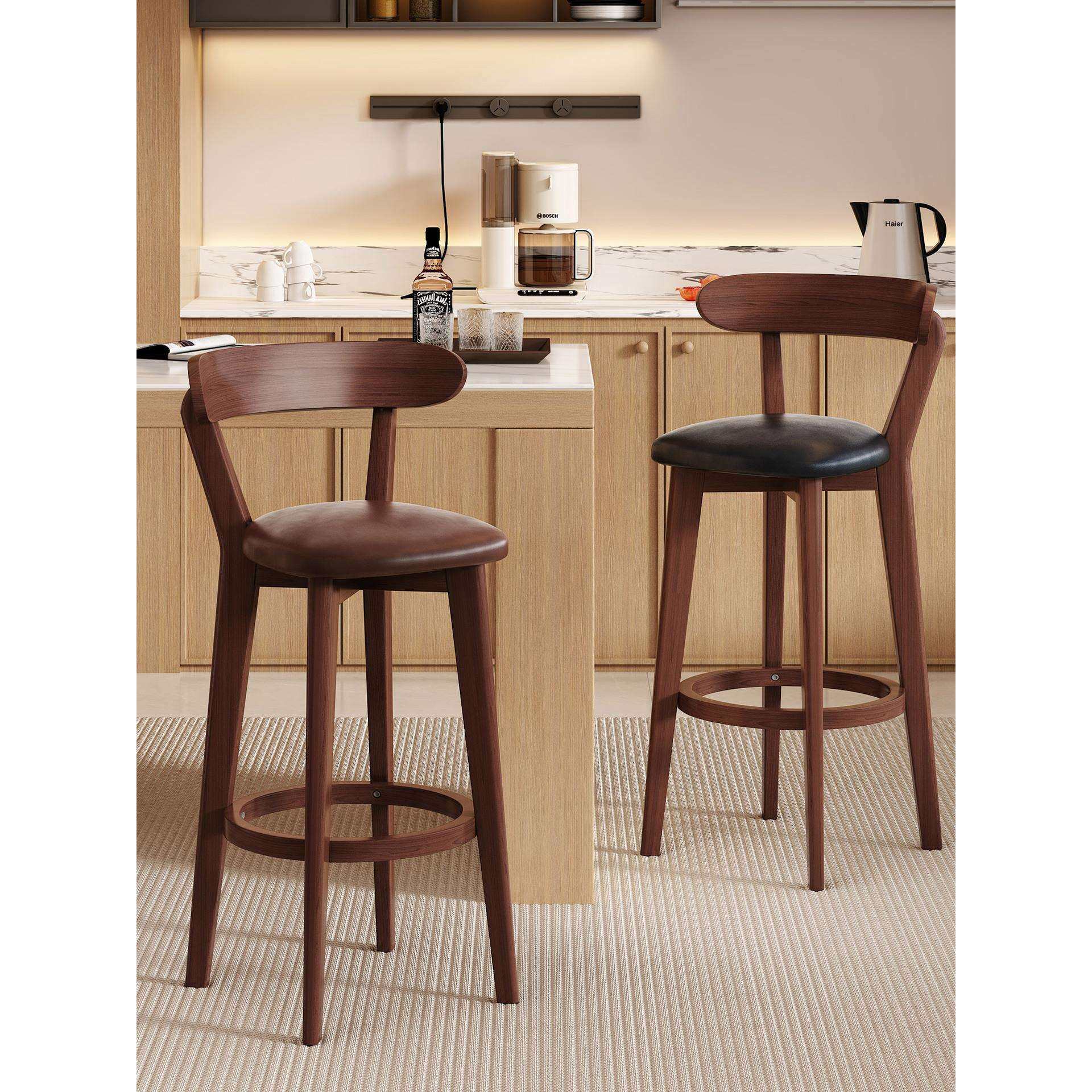 吧台椅全实木高脚凳吧台凳家用高脚椅酒吧收银台靠背椅子商用餐椅