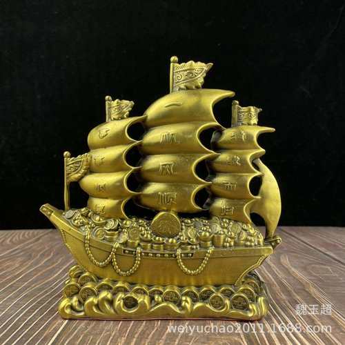 铜一帆风顺龙头帆船摆件客厅办公室桌面装饰品电视柜摆件