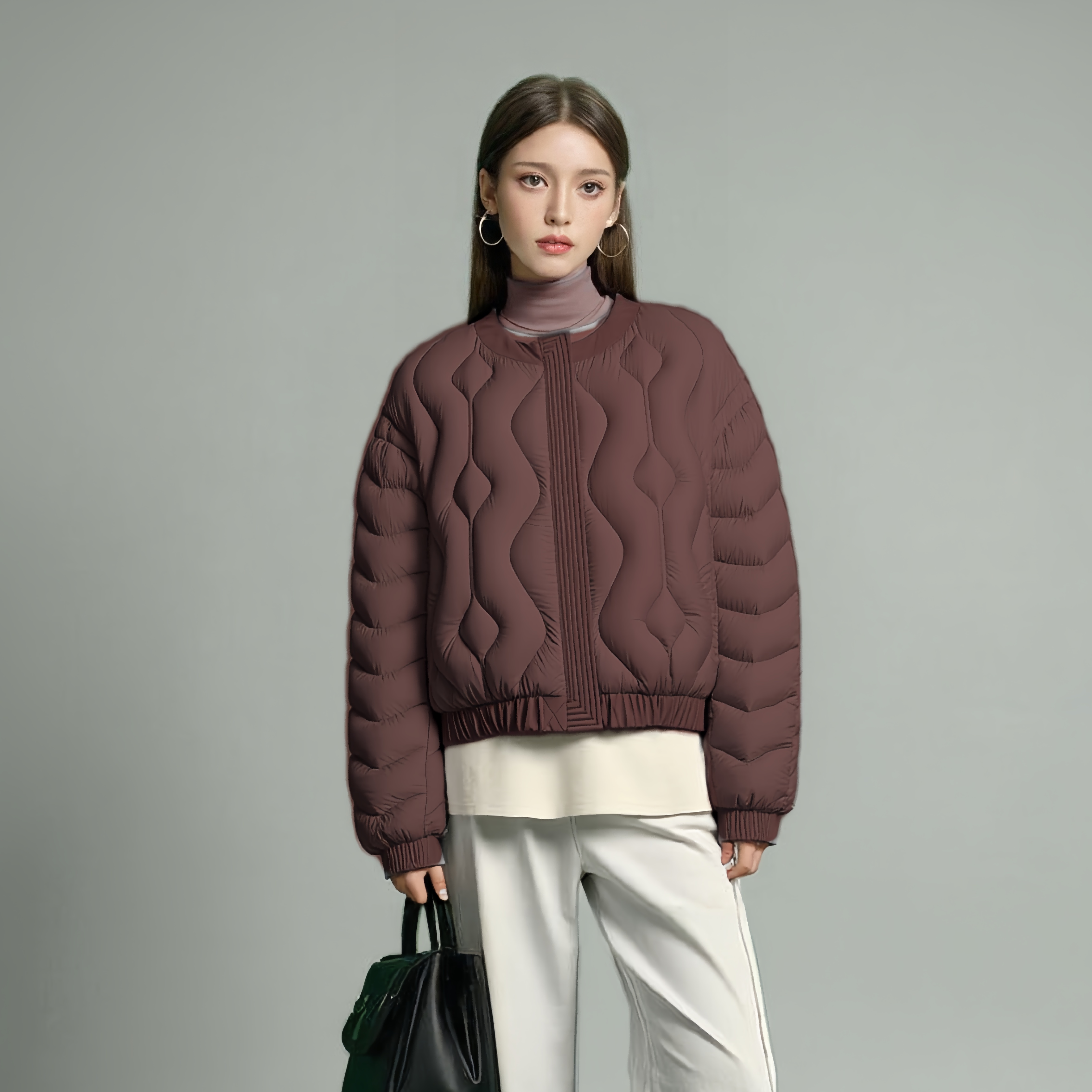 【小乐专享】双面穿羽绒服圆领宽松女款百搭保暖外套YS-19067