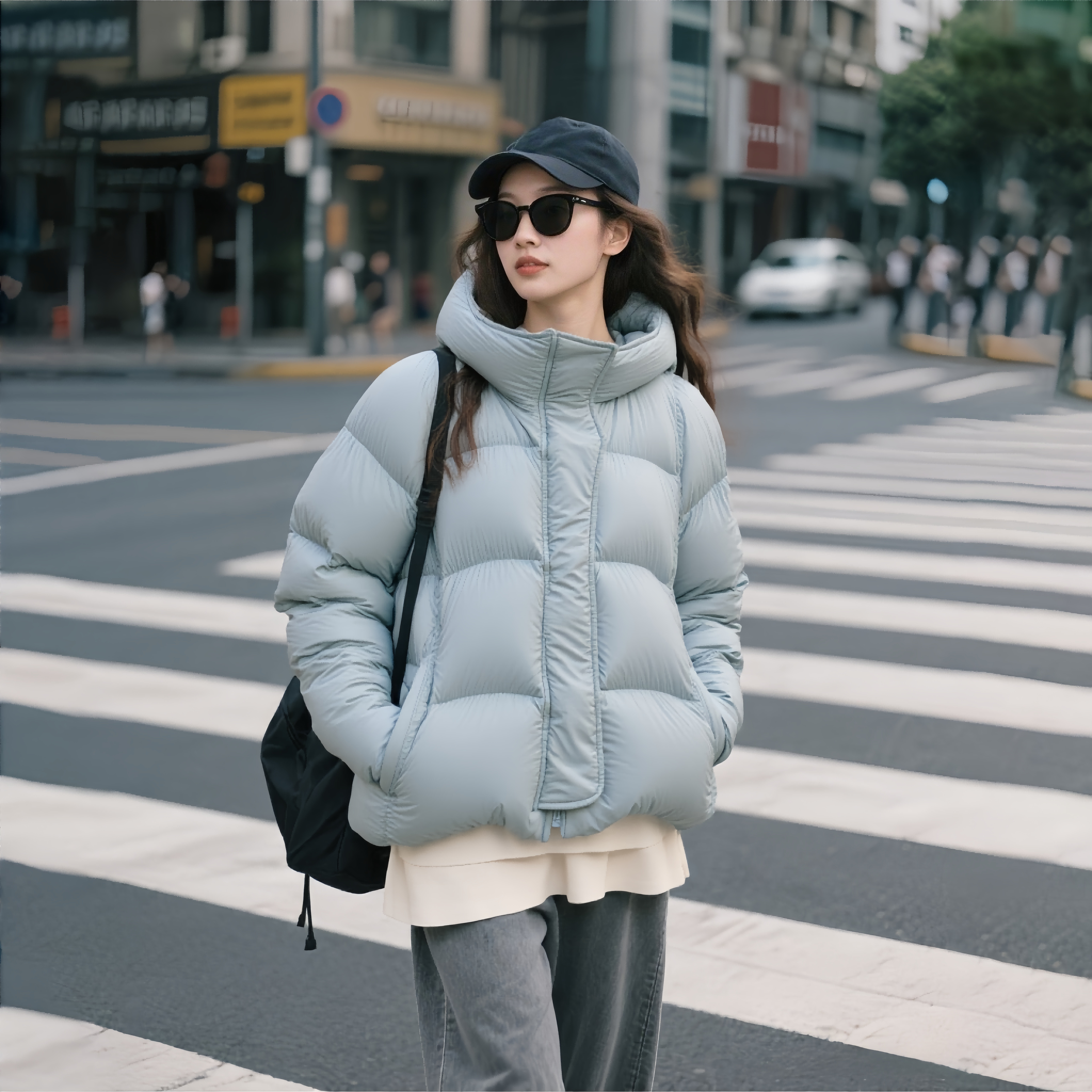 【小乐专享】双面穿羽绒服女90鹅绒连帽宽松加厚短款外套YS-19053