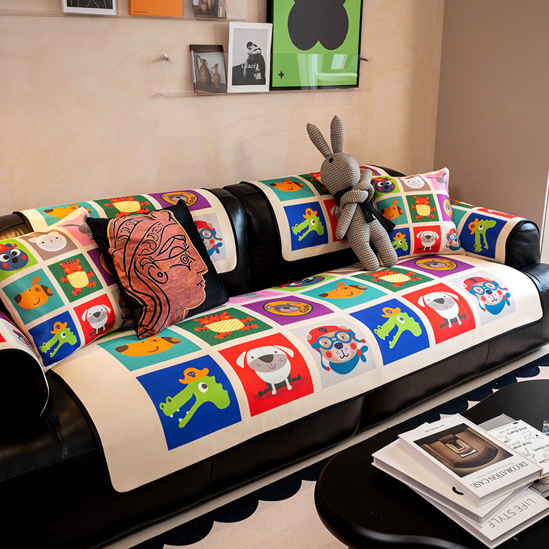 多巴胺卡通冰丝沙发垫2024新款夏季凉感透气坐垫沙发盖巾防滑套罩,居家布艺,沙发垫,淘宝优惠券,粉丝福利购,淘宝优惠卷