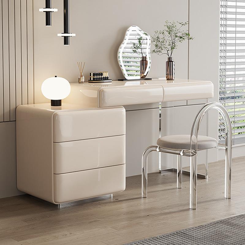 梳妆台烤漆意式极简奶油风卧室轻奢化妆桌收纳柜斗柜一体