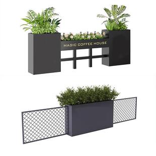 户外隔断花箱铁艺围栏组合外摆售楼部组合成品长方形花坛栅栏隔断