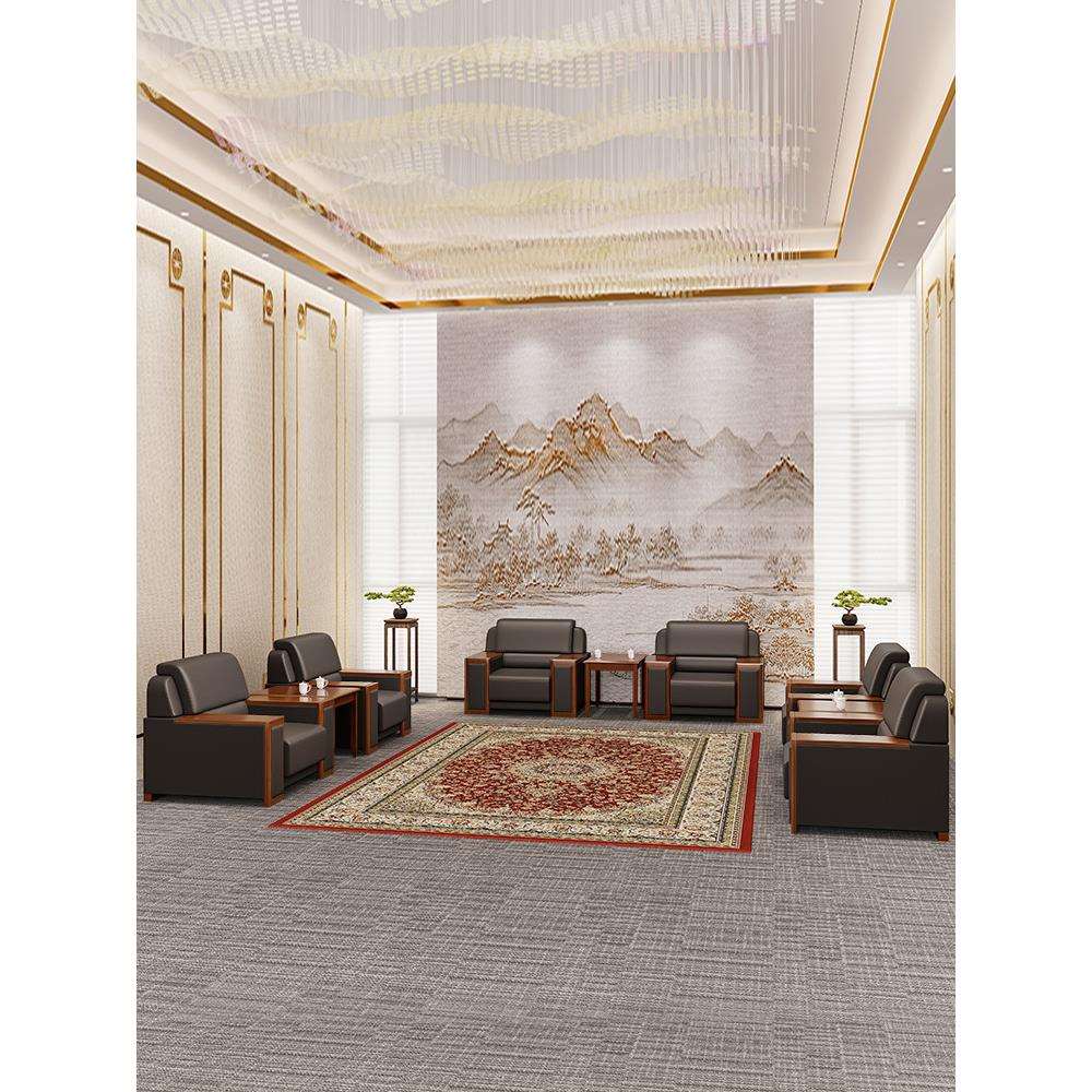 L&办公接待现代简约中式会议室会客洽谈贵宾单人位沙发茶几组