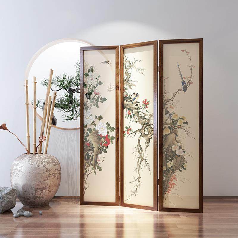 新中式屏风隔断茶室办公室现代实木花鸟装饰玄关折叠镂空移动折屏,五金/工具,其他电线电缆,淘宝优惠券,粉丝福利购,淘宝优惠卷