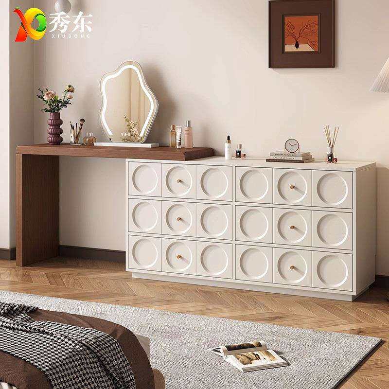 中古风梳妆台斗柜一体卧室法式奶油风实木化妆台转角床尾收纳柜,3C数码配件,USB灯,淘宝优惠券,粉丝福利购,淘宝优惠卷