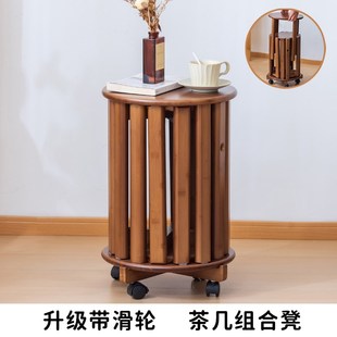 收纳凳 凳子叠叠乐家用可移动边几非实木小推桌圆凳两用多功能新款