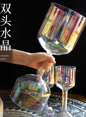 手持颂钵水晶钵双头玻璃钵音钵采耳瑜伽冥想简约透明手工钵盂摆件
