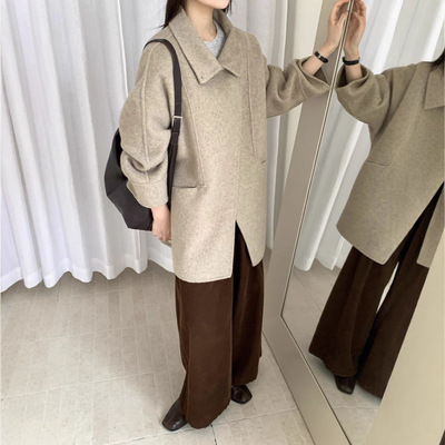 双面羊毛大衣女中长款秋冬新款小个子韩版宽松羊毛呢子外套