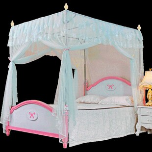 九洲华美三开门蚊帐公主风坐床支架宫廷1.5/1.8m2米床2.2双人家用