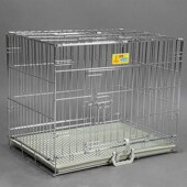 乐佳笼不锈钢色电镀狗笼带厕所加粗折叠宠物笼子兔笼猫笼泰迪铁笼