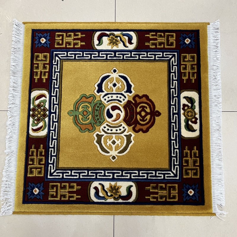 藏式纯羊毛立体剪花地毯十字金刚杵地毯藏毯沙发垫拜垫瑜伽坐毯