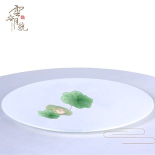 轻奢转盘罩装 定制高档酒店饭店圆餐桌玻璃转盘套餐厅包厢新中式 饰