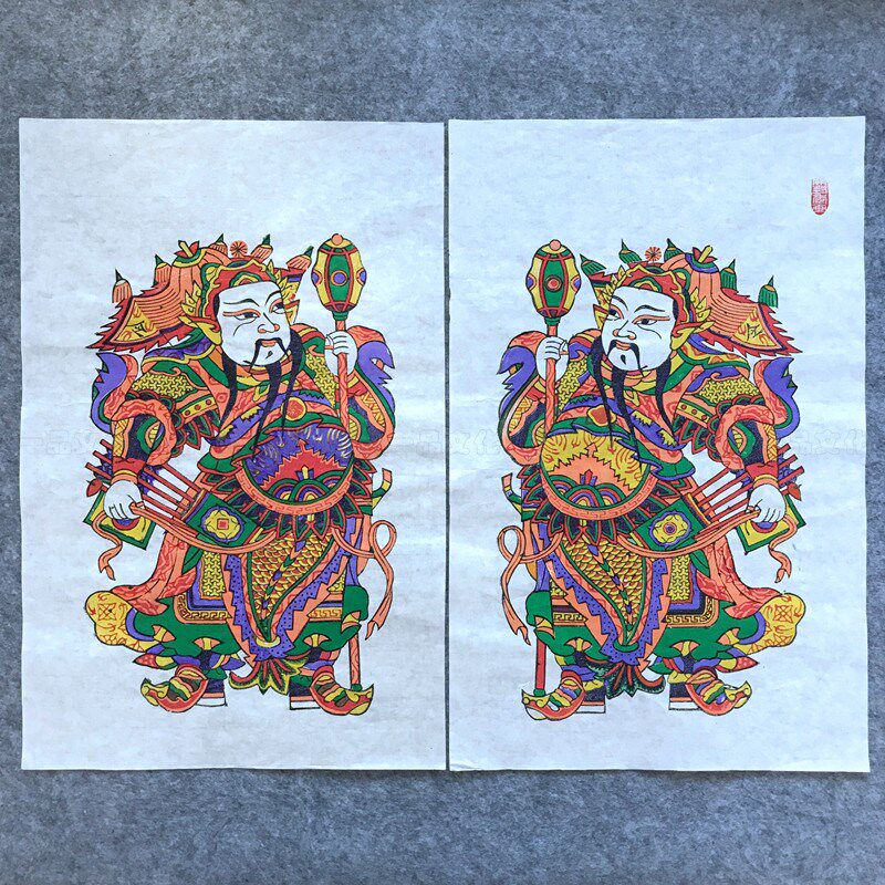 正宗手工木版年画立锤门神开封朱仙镇老年画收藏礼品非遗文化传承