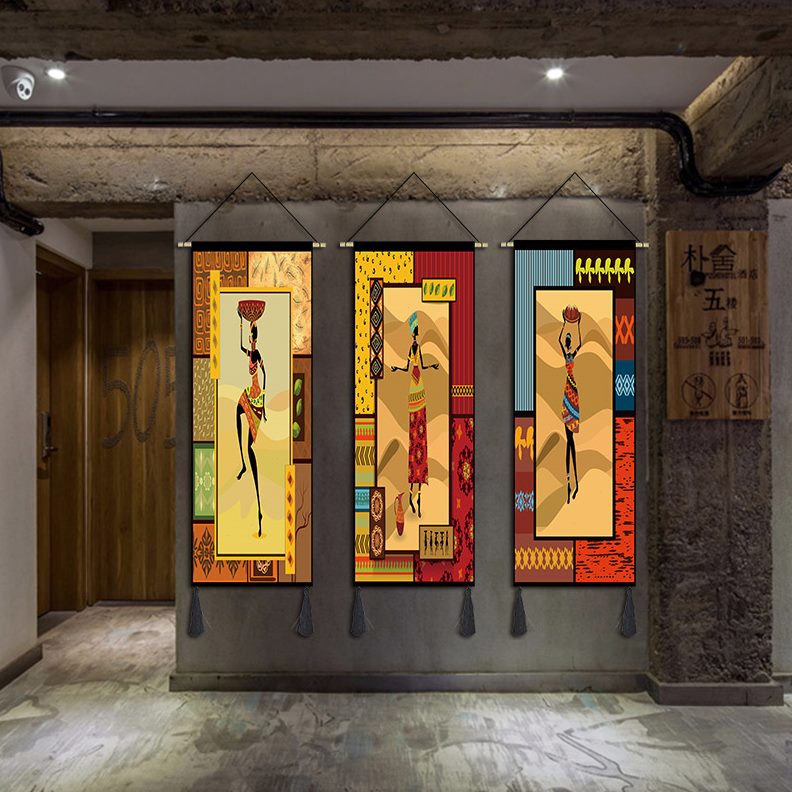 异域布艺酒店画装饰画民族挂画餐厅青年旅社背景非洲部落挂毯床头图片