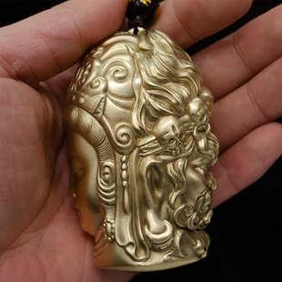 全铜双法相观音首手把件随身盘玩男士解压佛魔一念之间桌面大黑天