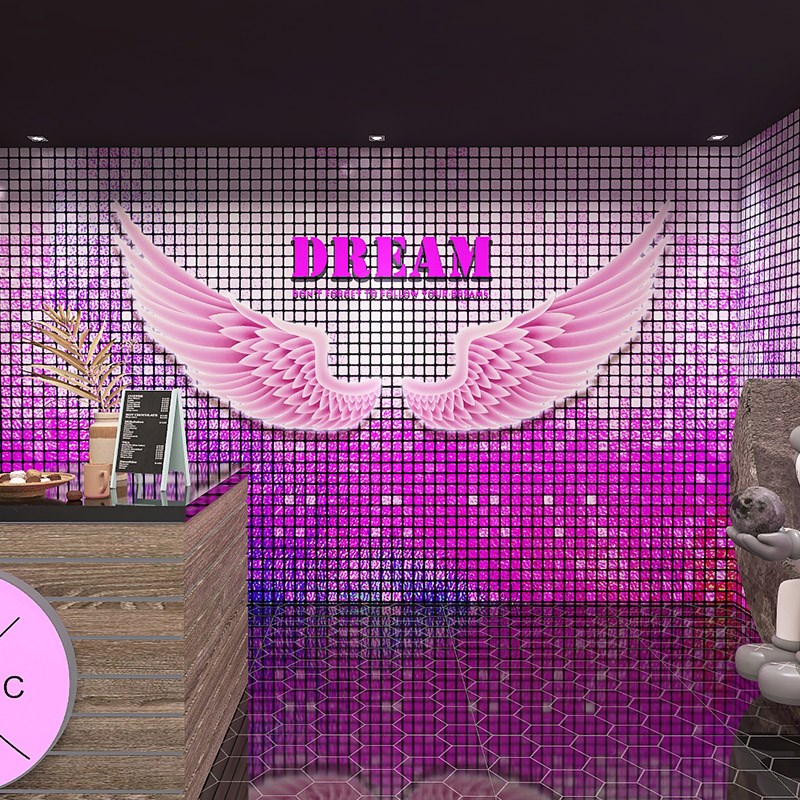3d亮片闪片墙纸翅膀壁纸ktv酒吧美容院健身房舞蹈室拍照背景墙