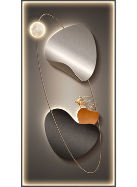 石来运转玄关装饰画现代高级感走廊过道挂画寓意大气壁画灯