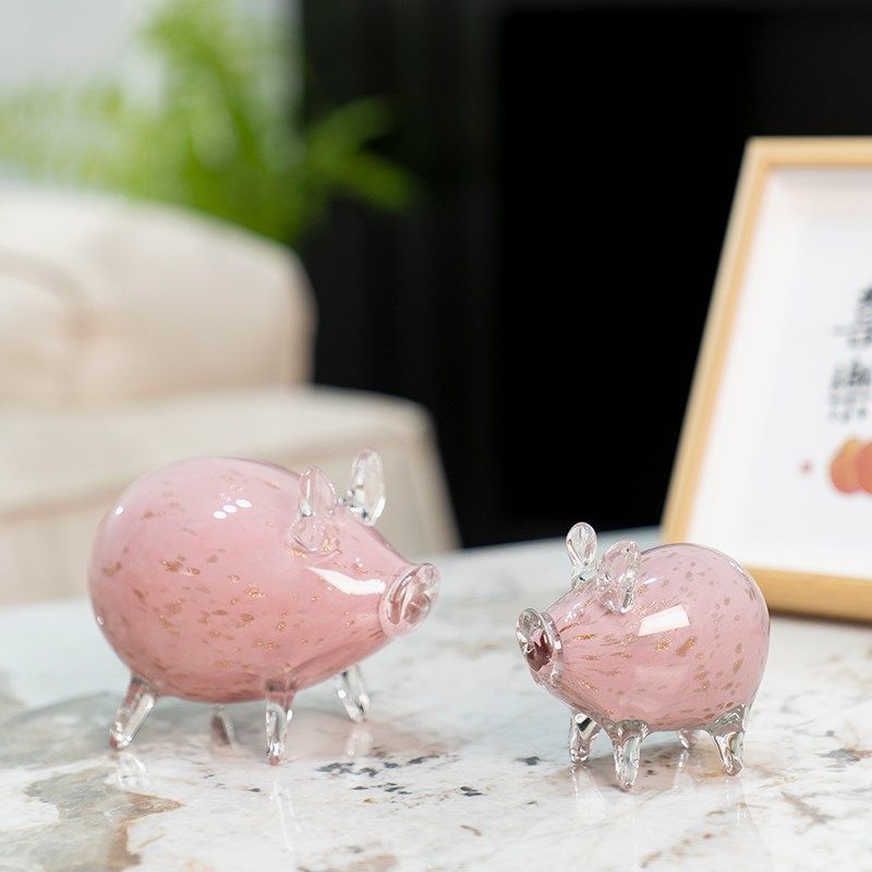 创意琉璃动物爱粉色小猪桌面客厅电视柜儿童房装饰,家居饰品,桌面摆件,淘宝优惠券,粉丝福利购,淘宝优惠卷