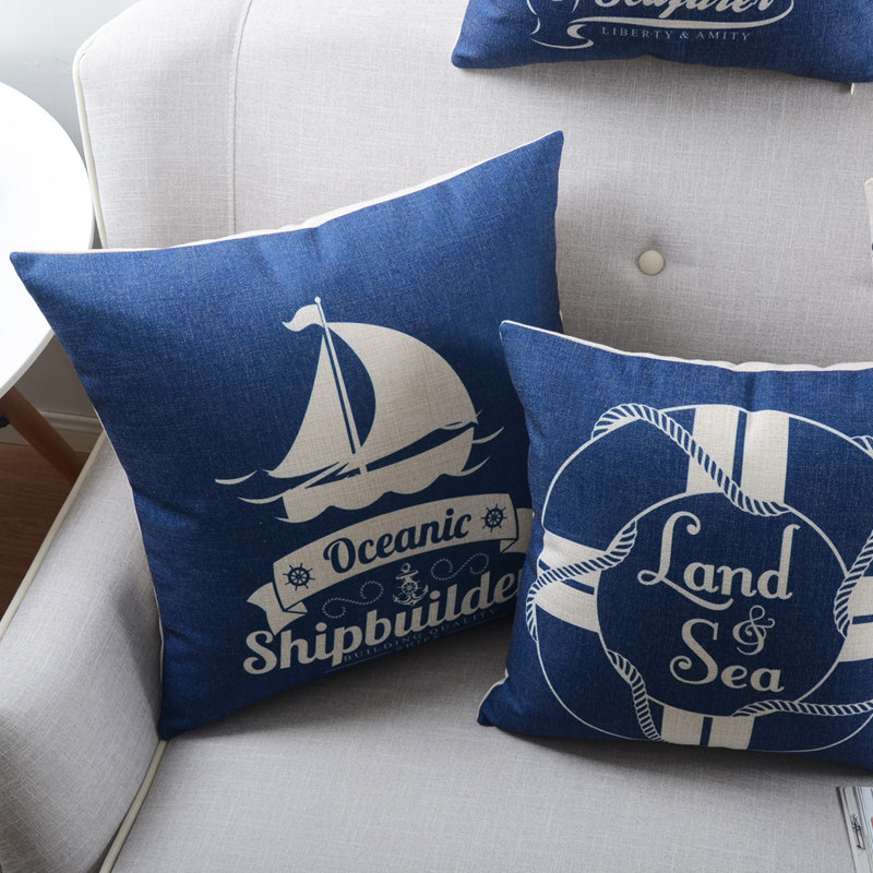 蓝色靠枕床头靠包 地中海风格名宿沙发靠垫办公室抱枕汽车 靠垫,居家布艺,靠垫/抱枕,淘宝优惠券,粉丝福利购,淘宝优惠卷