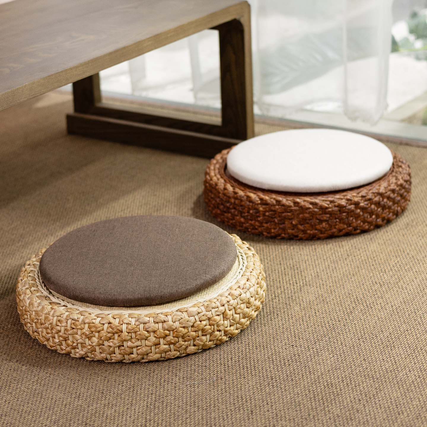 日式藤编蒲团坐垫榻榻米地上阳台地垫坐墩打坐禅修垫拜垫跪垫家用