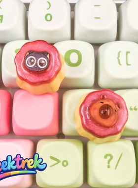 Seektrek卡皮巴拉可爱圆润键帽水豚小布丁小黑猫键盘键帽