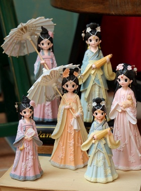 中式古风少女汉服女孩装饰品古装国风人物桌面闺蜜生日送礼物摆件