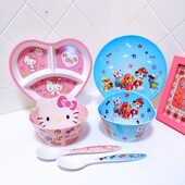 密胺儿童碗宝宝分格餐盘婴儿辅食碗家用吃饭碗幼儿园饭盘勺子盘子