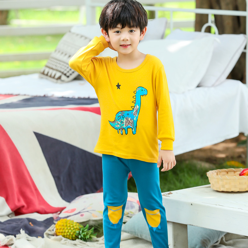儿童3卫生衣套装4纯棉内衣5男童秋衣卫生裤7全棉8-10岁小男孩恐龙