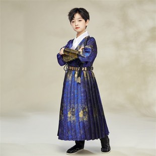 帅帅帅~ 兴业堂儿童汉服男童明制古装飞鱼服春秋中国风走秀演出服
