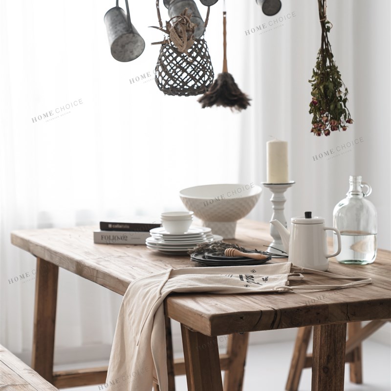 润家家居美式乡村实木桌子长方形原木餐桌花艺桌操作台长桌木板桌