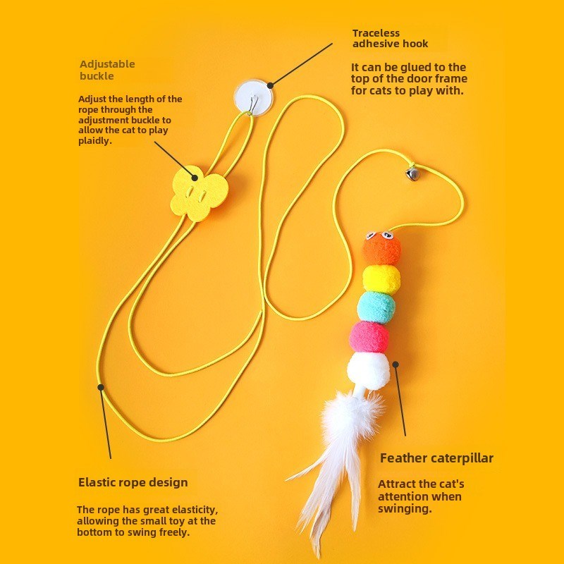 门装弹跳小老鼠猫玩具夹门猫戏弄棒羽毛防咬猫自我愉悦缓解猫的无