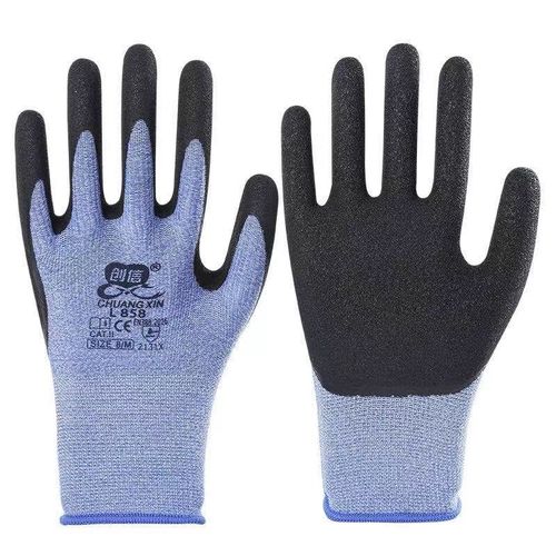 创信L858弹力超细乳胶发泡耐磨防滑耐用柔软浸胶防护作业劳保手套
