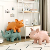 动物板凳网红矮凳儿童软包宝宝实木家用可爱卡通造型造型换鞋 凳子