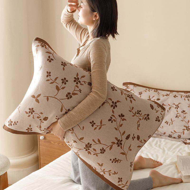 全棉四层纱布枕巾一对装家用吸汗防滑枕头垫巾加大卡通枕头套巾罩