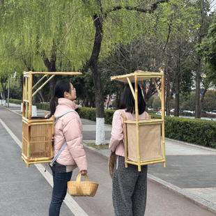 竹制背书行脚僧徒步竹编道具书童收纳背篓书生宁采臣状元古装背包