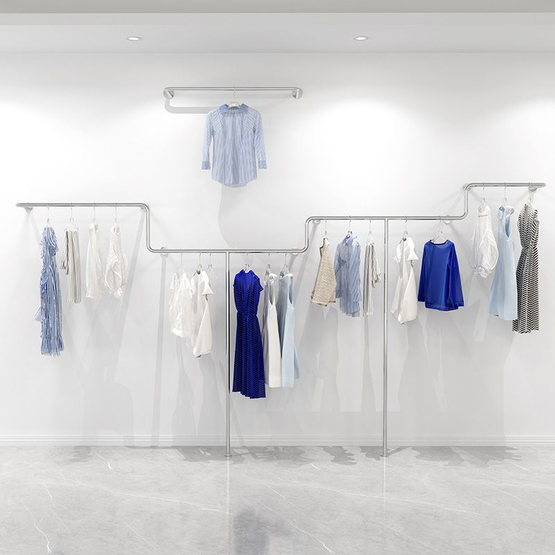 服装店展示架男女装店货架创意上墙拉丝不锈钢壁挂童装挂衣架子