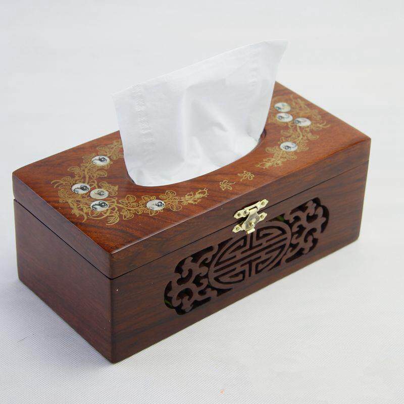 越南红木纸巾盒镂空雕花实