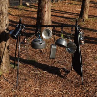 户外简易三角折叠支架轻量化露营伸缩置物架野营便携烧烤锅具挂架