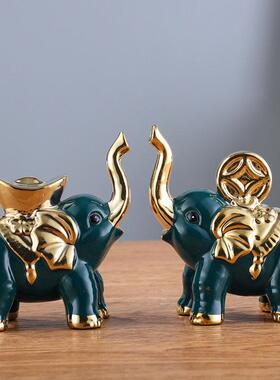 陶瓷旺财象客厅电视柜小摆