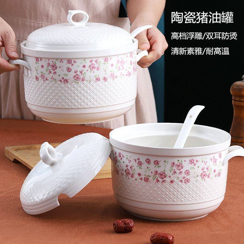 高档陶瓷大号猪油罐耐高温大容量家用泼辣椒油罐双耳带盖储油罐,厨房/烹饪用具,调味瓶罐/调料研磨器,淘宝优惠券,粉丝福利购,淘宝优惠卷