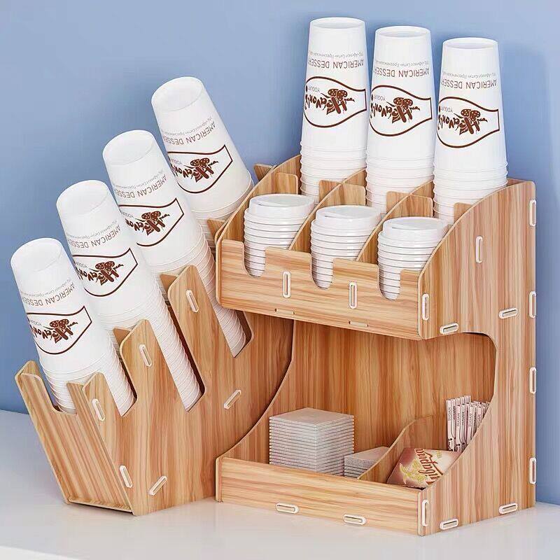 一次性纸杯收纳架子奶茶店取分杯器咖啡厅吧台桌面多功能杯架商用
