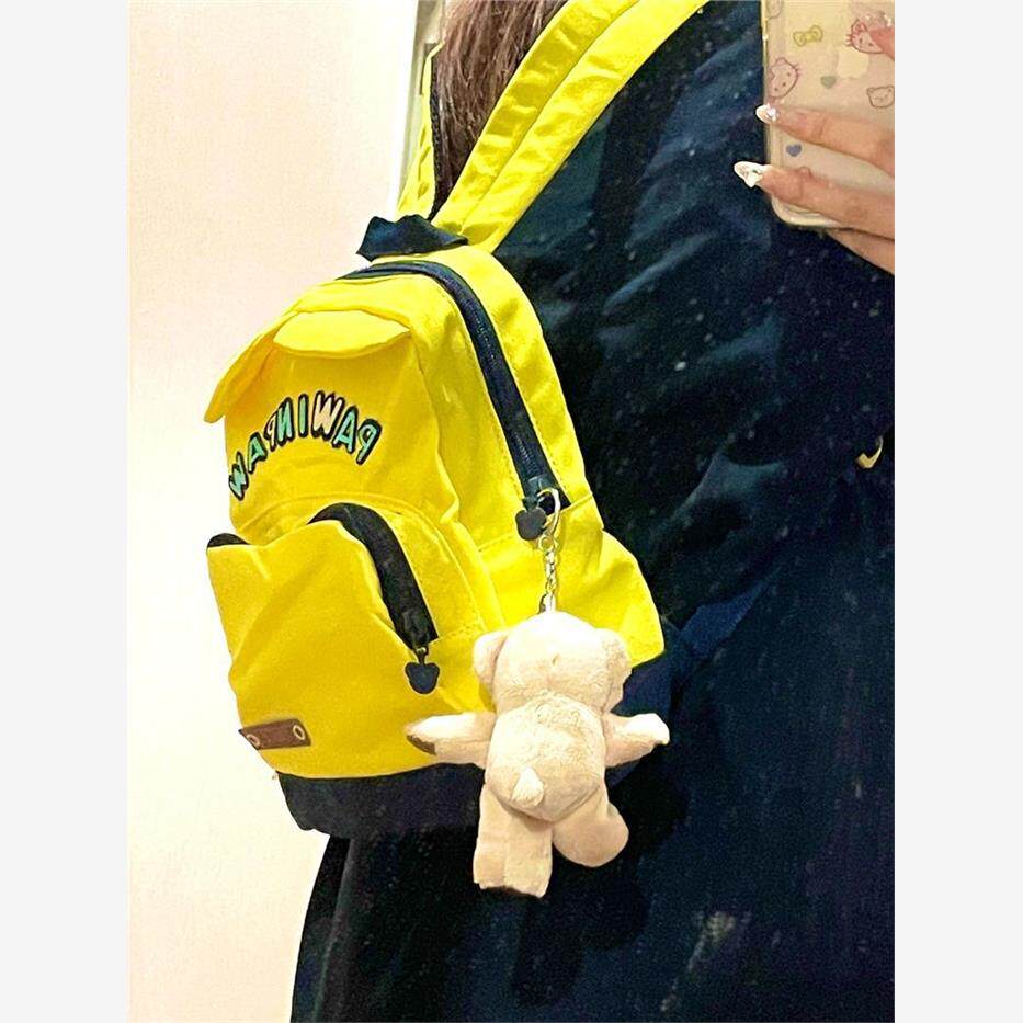 可爱卡通字母幼儿园大学生通勤上班双肩包卡通挂件熊刺绣春游书包