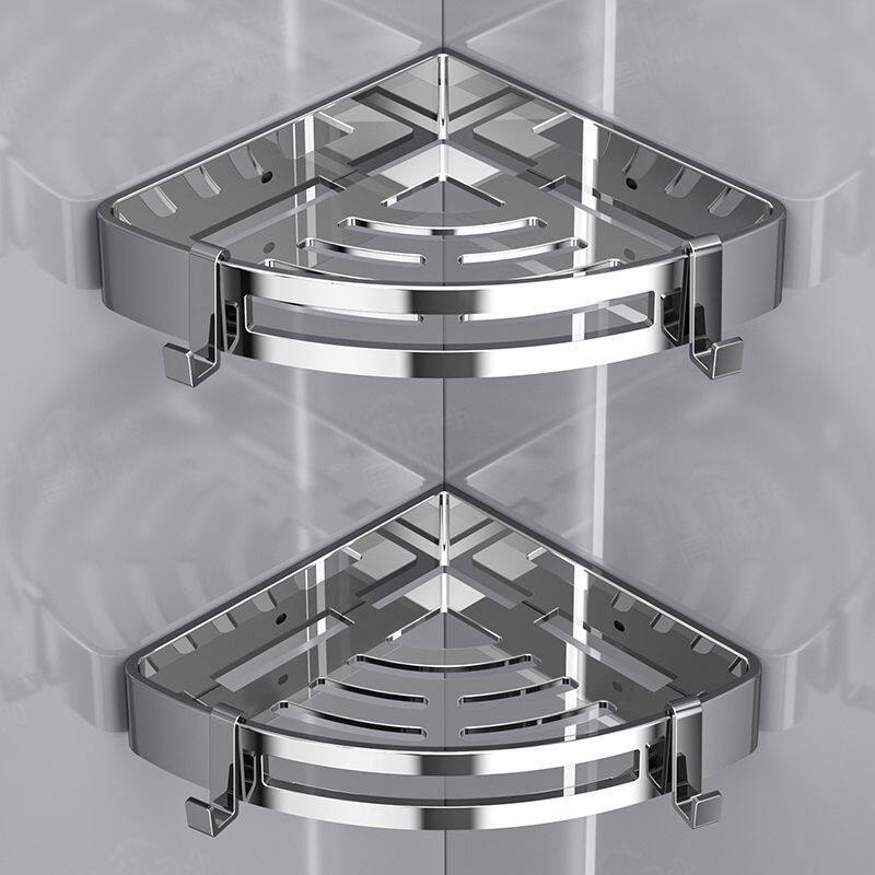 304不锈钢浴室三角架卫生间置物架特厚免打孔厕所沐浴露收纳壁挂