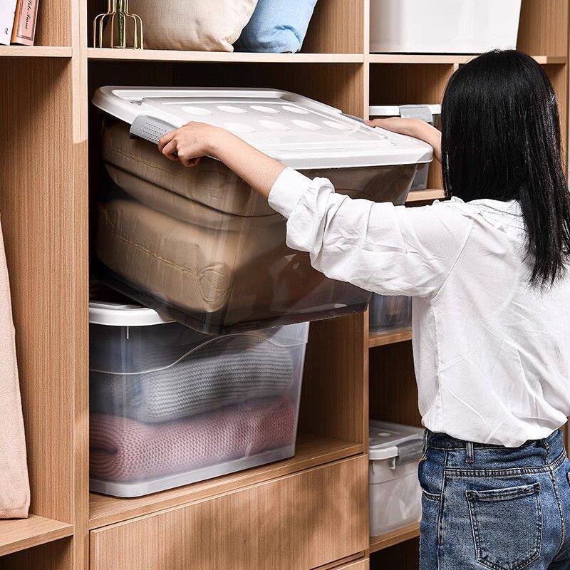 家居透明收纳箱塑料学生装书整理箱宿舍储物箱衣服超大容量收纳盒