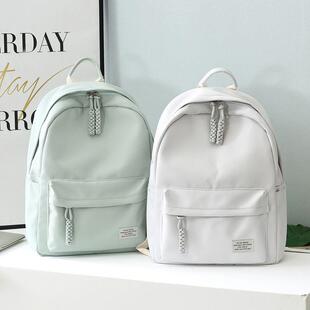 ins风书包女简约纯色百搭旅行双肩包校园大容量初中高中生背包男